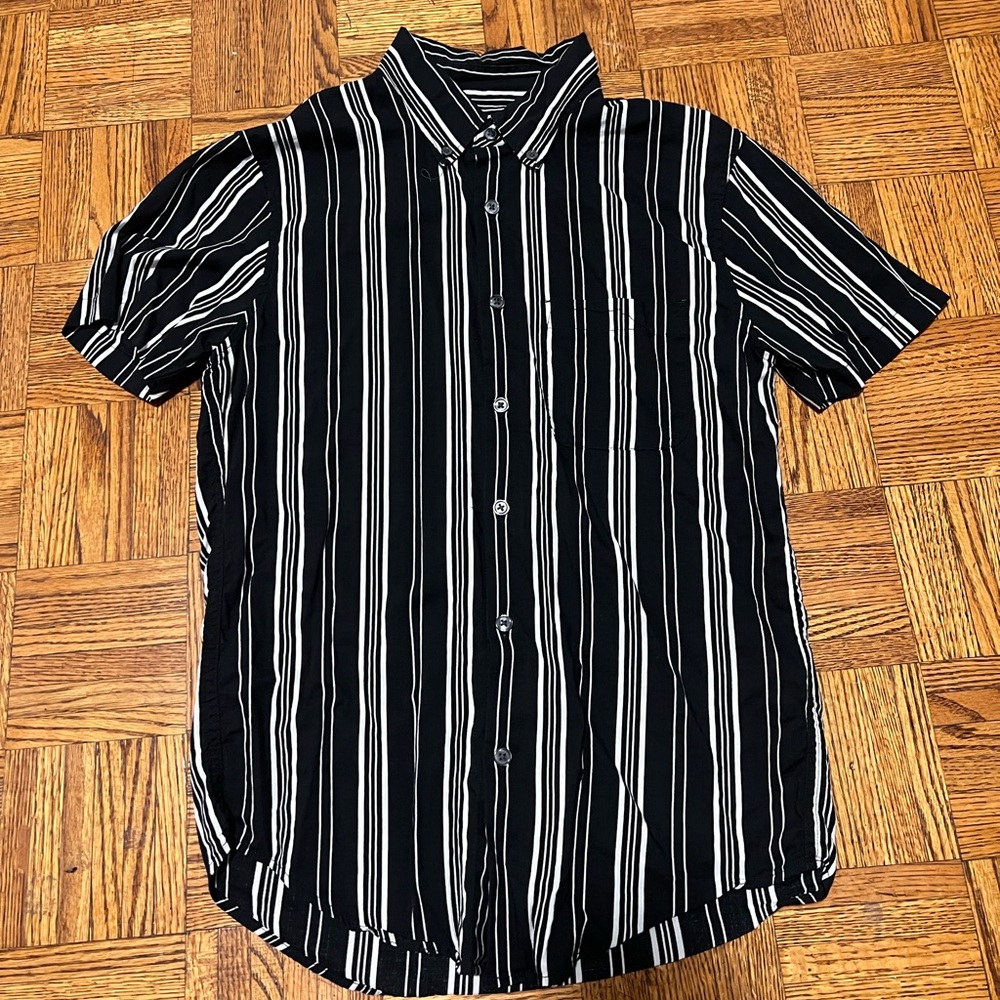 Abercrombie & Fitch Black,  White Striped Casual Shirt XS